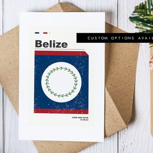 Cartão de felicitações de Belize - Cartão de felicitações personalizado - Bandeira de Belize - Cartão em branco - Envelope reciclado incluído - Cartão de felicitações de Belize - Aniversário