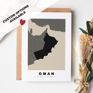 Cartão de felicitações personalizado de Omã - Envelope Kraft incluído - Texto personalizado - Cartão de felicitações de Omã - Aniversário - Viagem surpresa - Aniversário