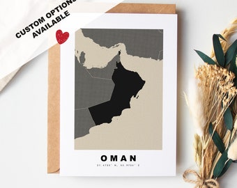 Oman Custom Greeting Card - Kraft Envelope Included - Custom Text - Oman Greeting Card - Anniversary - Surprise Trip - Birthday