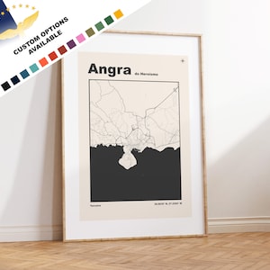 Angra do Heroísmo Imprimer - Açores Map Print - Açores Wall Art - Carte - Imprimer - Affiche - Cadeau