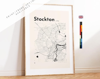 Stockton on tees Map Print - Custom options/colours available - Prints or Framed Prints - Stockton, County Durham, UK