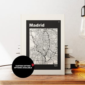 Madrid Map Notizbuch - A5 oder A4 - Map Notizbuch - Hardcover Journal - Spanien - Kleines Geschenk - Geschenk