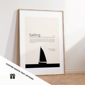 Sailing Definition Print - Custom Text/Quote Options - Customised Gift - Framed or Canvas - Quote Print - Different Colours Available