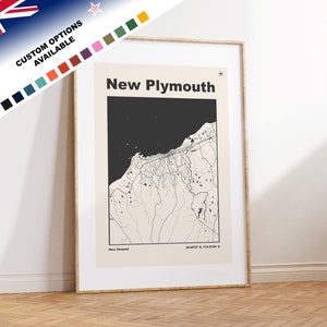 New Plymouth Carte imprimée - Nouvelle-Zélande - Carte de la ville de la Nouvelle-Zélande - Carte personnalisée