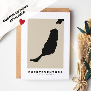 Aangepaste wenskaart Fuerteventura - Kraft-envelop inbegrepen - Aangepaste tekst - Wenskaart - Verjaardag - Verrassingsreis - Verjaardag