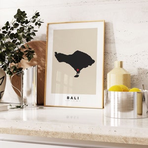Bali Print - Custom Map Print - Personalised Text Gift Options - Frames/Canvas Options - Vintage Style Map Print