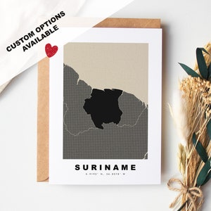 Tarjeta de felicitación personalizada de Surinam - Sobre Kraft incluido - Texto personalizado - Tarjeta de felicitación de Surinam - Aniversario - Viaje sorpresa - Cumpleaños