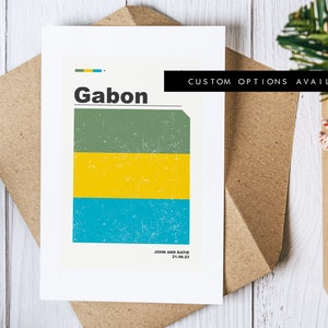 Tarjeta de felicitación de Gabón - Tarjeta de felicitación personalizada - Bandera de Gabón - Tarjeta en blanco - Sobre reciclado incluido - Tarjeta de felicitación de Gabón - Cumpleaños