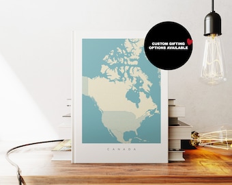 Canada Notebook - A5 or A4 - Map Notebook - Hardcover Journal - Ringbound Notebook - Lined - Graph - Plain Paper - Small Gift - Gift