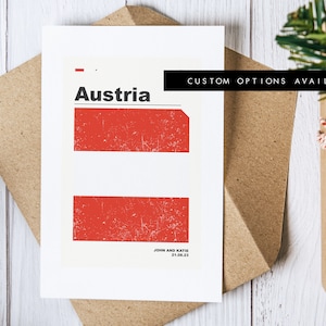 Tarjeta de felicitación de Austria - Tarjeta de felicitación personalizada - Bandera de Austria - Tarjeta en blanco - Sobre reciclado incluido - Tarjeta de felicitación de Austria - Cumpleaños