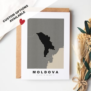 Biglietto di auguri personalizzato Moldavia - Busta Kraft inclusa - Testo personalizzato - Biglietto di auguri Moldavia - Anniversario - Viaggio a sorpresa - Compleanno