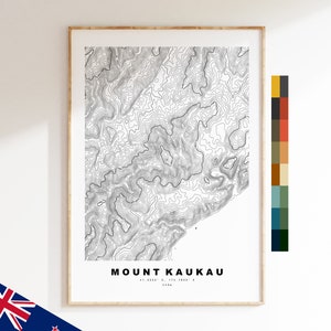 Mount Kaukau Impression - Nouvelle-Zélande - Carte des contours  - Carte topographique - Impression - Affiche - Impression de carte
