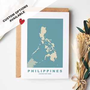 Carte de voeux des Philippines - Options personnalisées disponibles - Enveloppe recyclée incluse