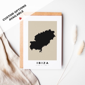 Ibiza Individuelle Grußkarte - Kraft Umschlag inklusive - Benutzerdefinierter Text - Ibiza Grußkarte - Jubiläum - Überraschungsreise - Geburtstag