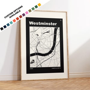 Westminster Map Print - Custom options/colours available - Prints or Framed Prints - Westminster London - Custom Text for Gift