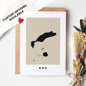 Cartão de felicitações personalizado Kos - Envelope Kraft incluído - Texto personalizado - Cartão de felicitações - Cartão personalizado - Cos - Κως - Grécia