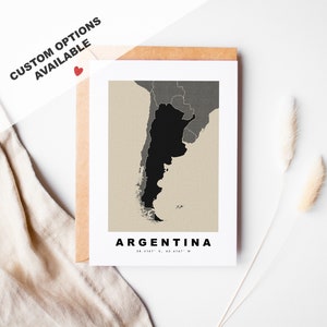 Tarjeta de felicitación personalizada de Argentina - Sobre Kraft incluido - Texto personalizado - Tarjeta de felicitación de Argentina - Aniversario - Viaje sorpresa - Cumpleaños