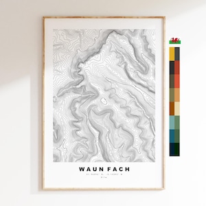 Waun Fach Print - contourkaart - Black Mountains - Wales - topografische kaart - print - poster - muurkunst - Waun Fach poster - kaart print
