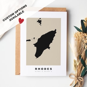 Rhodos Benutzerdefinierte Grußkarte - Kraft Umschlag enthalten - Benutzerdefinierter Text - Grußkarte - Benutzerdefinierte Karte - Ródos - ღღღღ