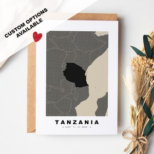 Tarjeta de felicitación personalizada de Tanzania - Sobre Kraft incluido - Texto personalizado - Tarjeta de felicitación de Tanzania - Aniversario - Viaje sorpresa - Cumpleaños