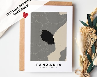 Tanzania Custom Greeting Card - Kraft Envelope Included - Custom Text - Tanzania Greeting Card - Anniversary - Surprise Trip - Birthday