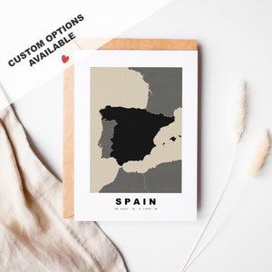 Spain Custom Greeting Card - Kraft Envelope Included - Custom Text - Spain - Spain Greeting Card - Anniversary - Surprise Trip - Birthday
