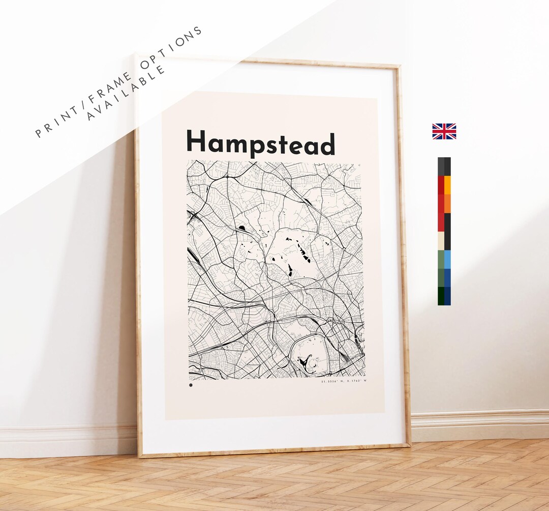 Hampstead Map Print - Custom Options/colours Available - Prints or ...