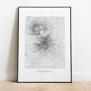 Taranaki Print - Topographie Karte Druck - Mt Taranaki Poster - Neuseeland - Topographische Karte - Print - Poster - Wandkunst - Mt Taranaki Karte