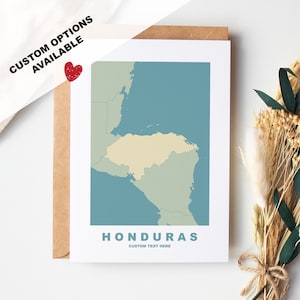 Cartão de felicitações de Honduras - Opções personalizadas disponíveis - Envelope Kraft incluído - Aniversário - Aniversário - Viagem surpresa - Cartão personalizado