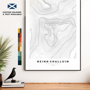 Ben Starav-afdruk - contourkaart - Ben Starav-poster - Schotland - topografische kaart - afdruk - muurkunst - Beinn Starabh-kaart