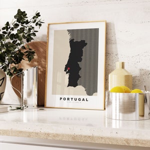 Portugal Print - Custom Map Print - Personalised Text Gift Options - Frames/Canvas Options - Vintage Style Map Print