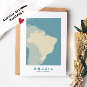 Cartão de felicitações do Brasil - Opções personalizadas disponíveis - Envelope Kraft incluído - Aniversário - Aniversário - Viagem surpresa - Cartão personalizado