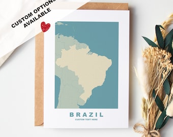 Brazil Greeting Card - Custom Options Available - Kraft Envelope Included - Anniversary - Birthday - Surprise Trip - Custom Card