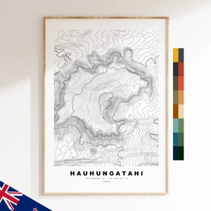 Hauhungatahi Impression - Nouvelle-Zélande - Carte des contours  - Carte topographique - Impression - Affiche - Impression de carte