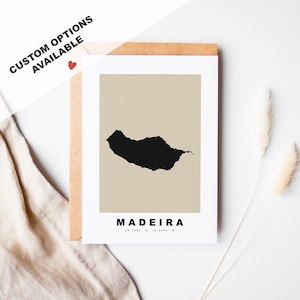 Cartão de felicitações personalizado da Madeira - Envelope Kraft incluído - Texto personalizado - Cartão de felicitações da Madeira - Aniversário - Viagem surpresa - Aniversário