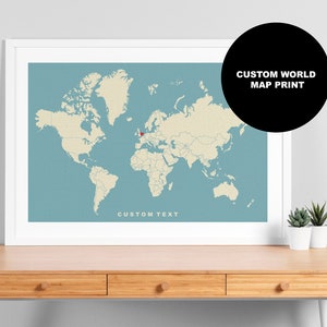 Benutzerdefinierte Weltkarte Druck - personalisierte Geschenk - Vintage Stil - Jahrestag - Hochzeit - Flitterwochen - Urlaub - Geschenk - Reise