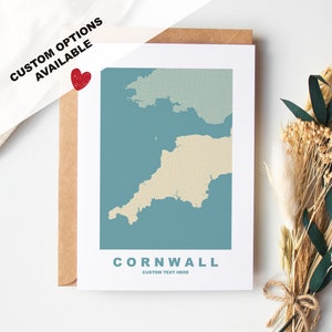 Tarjeta de felicitación de Cornwall - Opciones personalizadas disponibles - Sobre reciclado incluido