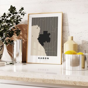 Gabon Print - Custom Map Print - Personalised Text Gift Options - Frames/Canvas Options - Vintage Style Map Print