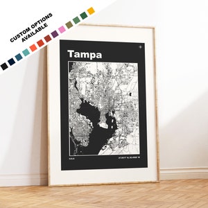 Tampa Karte Druck - Benutzerdefinierte Optionen / Farben erhältlich - Drucke oder gerahmte Drucke - Tampa, USA - Benutzerdefinierter Text für Geschenk