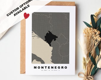 Montenegro Custom Greeting Card - Kraft Envelope Included - Custom Text - Montenegro Greeting Card - Anniversary - Surprise Trip - Birthday