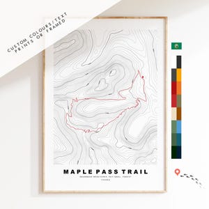 Maple Pass (Washington USA)  - Mapa de senderismo - Mapa de contorno - Mapa de ruta - Mapa de senderos