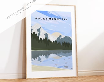 Rocky Mountain Print - US National Park Travel Poster - Prints, Framed or Canvas - USA National Parks -  Rocky Travel Poster - Gift
