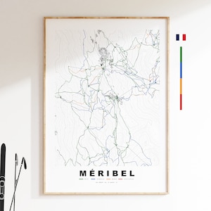 Meribel Impresión de mapas de esquí - arte del mapa - mapa de esquí - arte de la pared - impresión - cartel