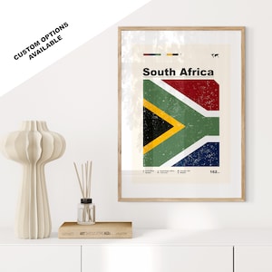 South Africa Flag Print - Flag Poster - Mid Century Modern - Custom Options Available - Framed or Canvas Prints Available - Custom Gift