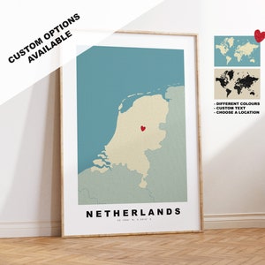 Niederlande Landkarte Druck - Geschenk Landkarte - Vintage Stil - Jahrestag - Hochzeit - Flitterwochen - Urlaub - Geschenk - Landkarte