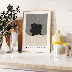 Ivory Coast Print - Custom Map Print - Personalised Text Gift Options - Frames/Canvas Options - Vintage Style Map Print