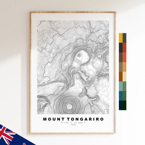 Mount Tongariro Print - Contour Map - Topographic Map - Print - Poster - Wall Art - Tongariro Poster - New Zealand Mountains
