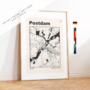 Potsdam-kaartafdruk - stadskaart Potsdam - Duitsland - prenten of ingelijste afdrukken - aangepaste tekstopties - verschillende kleuren beschikbaar