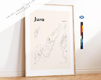 Jura Map Print - Custom options/colours available - Prints or Framed Prints - Scotland