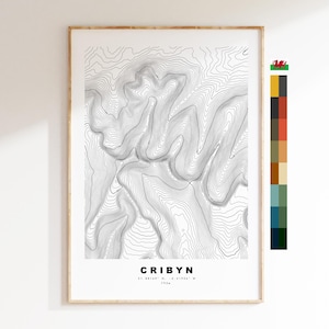 Cribyn Print - Contour Map - Cribyn, Brecon Beacons - Wales - Topographic Map - Wall Art - Cribyn Contour Map - Topography